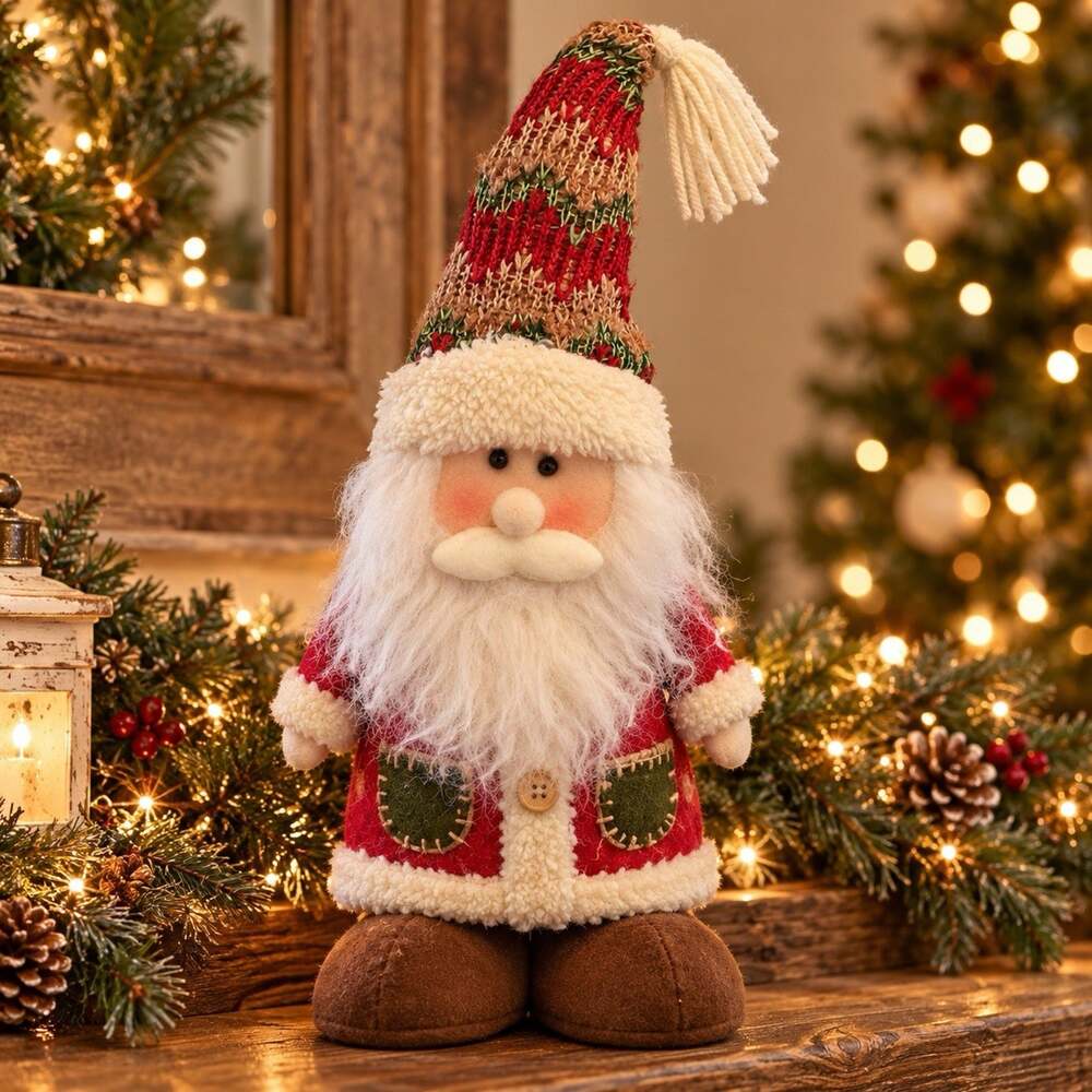 Hobby Lobby Santa Claus Plush Christmas Decor Tall Knit Hat Red Coat With Tag